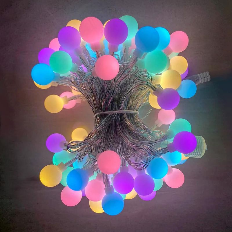 LED šviesos stygų spalva matinis rutulys velykinė dekoracija šviesa kalėdinė atmosfera šviesa baterijų dėžutė spalvota šviesa mirksinti šviesa_voghion.com