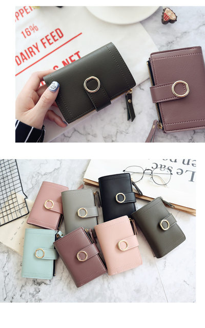 Neu Kurze Frauen Geldbörsen Mode Einfache Nette Kleine Weibliche Brieftaschen PU Leder Karte_voghion.com