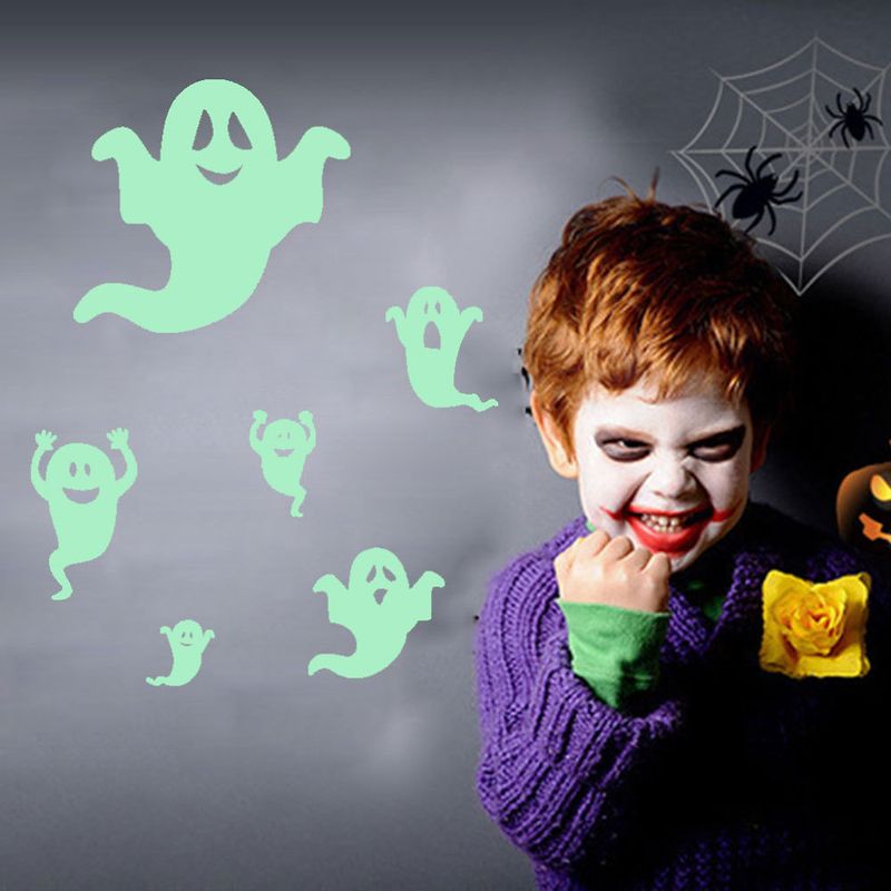 Glow In The Dark Halloween Stickers - Self-Adhesive PVC Wall Decals For Spooky Home Decor, Party Scenes & Nighttime Fun (Multiple Designs)_voghion.com