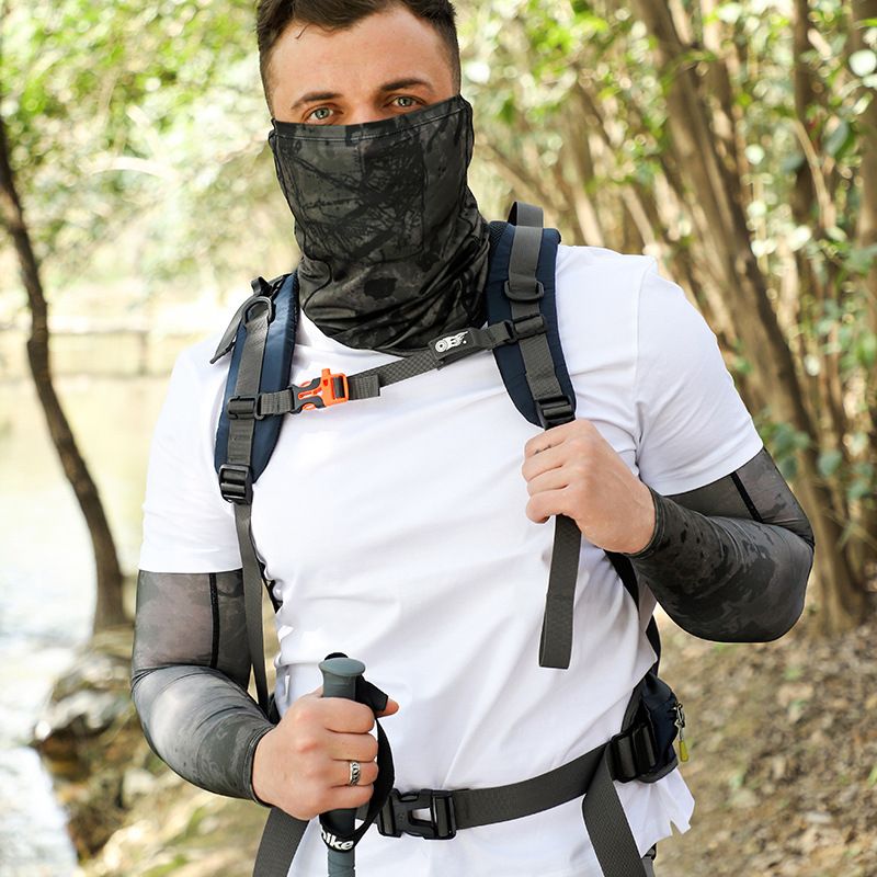 Men's Multi-Functional UV Protection Neck Gaiter & Arm Sleeves Set - UPF 50+ Cooling & Breathable For Cycling, Hiking, Fishing_voghion.com