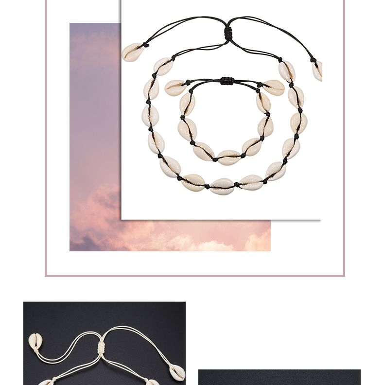 Fashion Bohemian Necklace Bracelet Handmade Rope Chain Natural Shell Charm Seashell Choker Summer Ocean Beach Boho Jewelry For_voghion.com