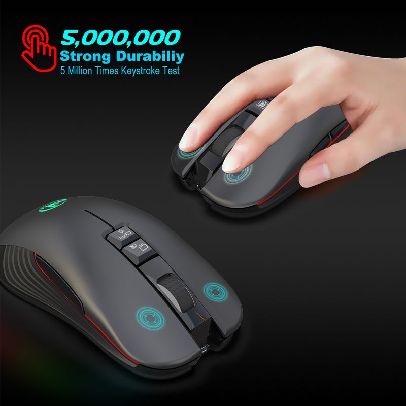 Neu T30 Wiederaufladbare Drahtlose 3600dpi Einstellbare Bunte Glow Spiel 7D Maus mit Licht_voghion.com