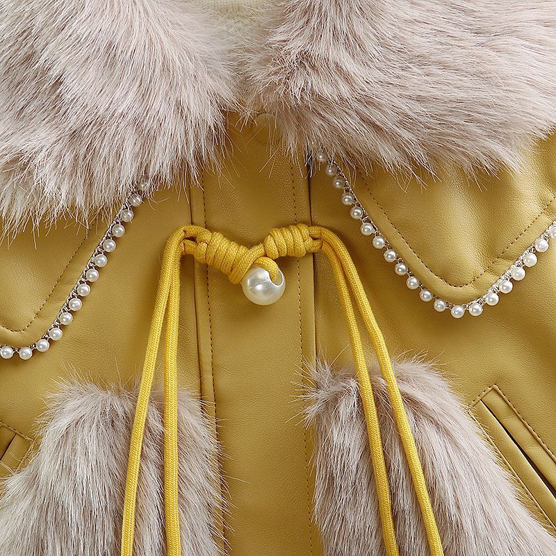 W269 Meisjes Herfst Winter Bont 2025 Nieuwe Fleece-gevoerde Verdikte Stijlvolle Kinderjas_voghion.com