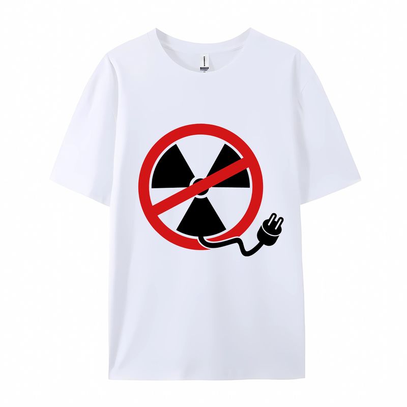 Vêtements pour hommes pollution, radiation nucléaire, eaux usées nucléaires, essais nucléaires, design créatif, col rond imprimé, t-shirt décontracté à manches courtes_voghion.com