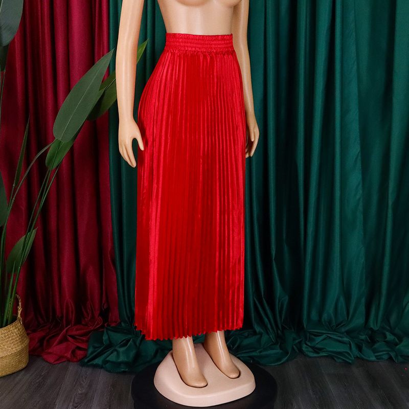 Women's Clothing Large Size Women's Wear High Waist Temperament Elegant Fashion Large Swing A Line Skirt Half length Skirt Pleated Skirt_voghion.com