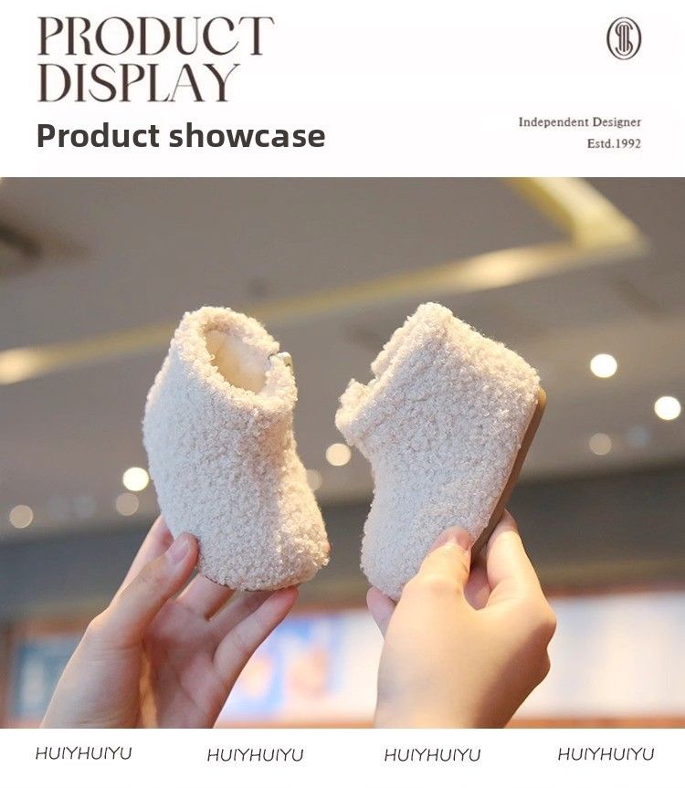 Korean Style Girls' Snow 2025 Autumn Winter New Children's Cotton Shoes Warm Short With Fleece Soft Sole Furry Boots_voghion.com