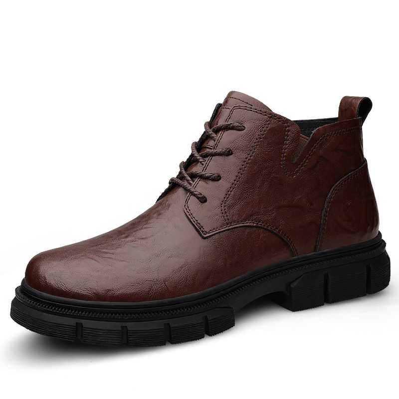 High-Top-Retro-Martin-Stiefel mit dicker Sohle, wasserdichte kurze Stiefel, Outdoor-Werkzeugstiefel, Lederstiefel, Herrenschuhe_voghion.com