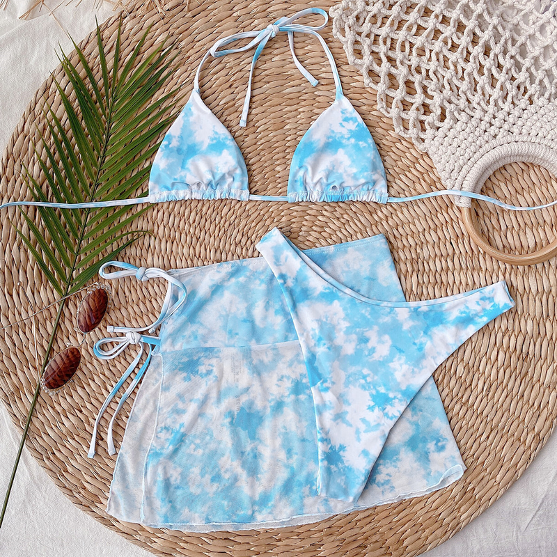 Bikini tie-dye outer swimsuit bikini swimsuit women's split swimsuit explosive swimsuit_voghion.com