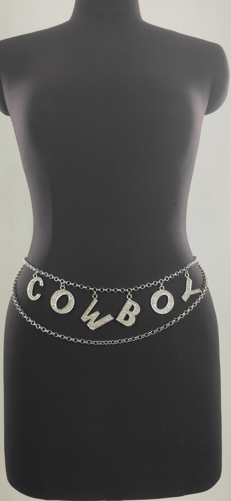 Stylish rhinestone inlaid letter pendant wave fringe chain waist chain waist adornment_voghion.com