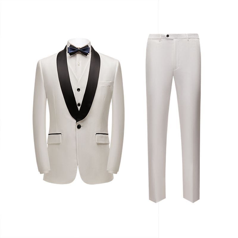 CT Autumn Winter New Photo Studio White Formal Wear Korean Style Casual Three-Piece Set Men's Suit_voghion.com