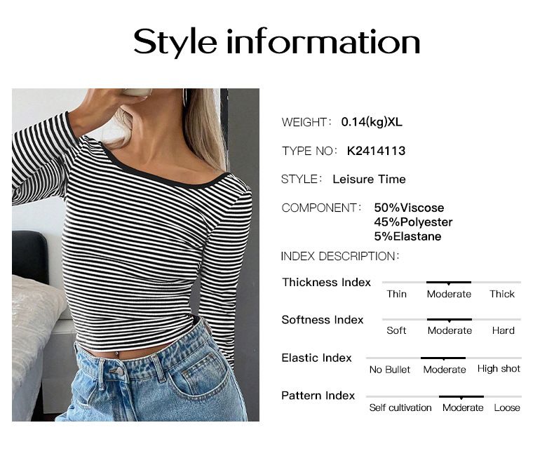 Maglietta a maniche lunghe a righe con schiena scoperta per donna: top aderenti eleganti e sexy con design a contrasto di colore_voghion.com