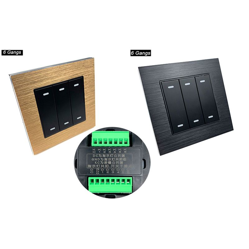 Kincony 6 Gang 86 EU Wall Toggle Self Reset Switch Push Button Momentary Contact for DIY Smart Home Automation Module_voghion.com