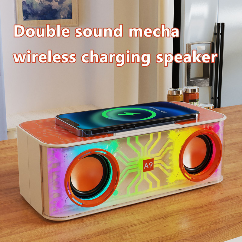 Nouveau haut-parleur Bluetooth, caisson de basses de bureau, lumière colorée, téléphone portable, chargement sans fil, haut-parleur karaoké_voghion.com