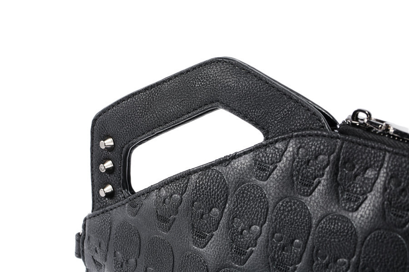 Pochette con rivetto con teschio Borse da uomo Design alla moda Portafoglio da uomo in pelle PU con busta a spalla_voghion.com