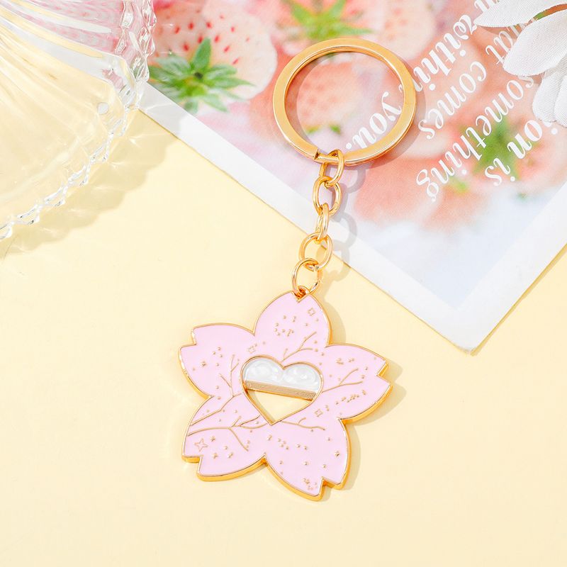 Popolare piccolo portachiavi con fiore di ciliegio fresco rosa, amore, ragazza carina, ciondolo in lega di zinco, vendita calda_voghion.com