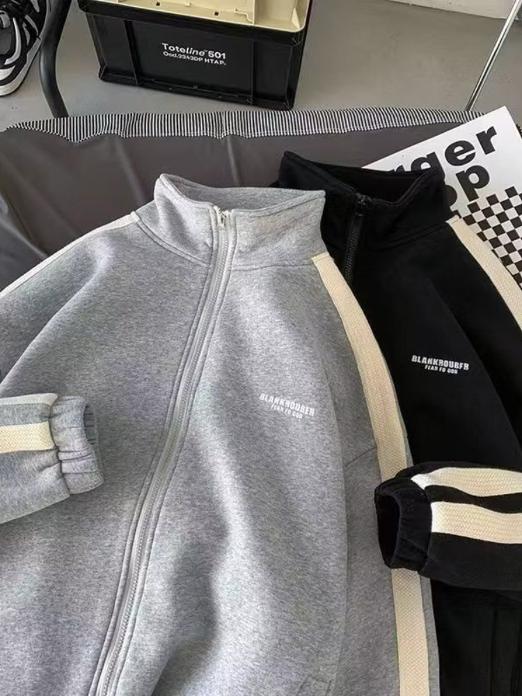 Juspinice Frühling Herbst Zwei-stück Mit Kapuze Jacke Zipper Sweatshirt Hosen Anzug Y2K Straße Casual Sport Anzug Männer Kleidung_voghion.com