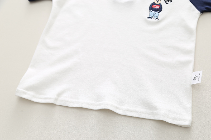 Set di magliette con risvolto per bambini Polo da 0 a 5 anni, pantaloncini in denim a maniche corte, cartone animato estivo_voghion.com