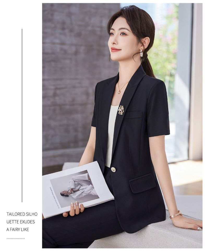 Schwarz Kurzarm Professionelle Anzug frauen 2025 Sommer Neue Slim Fit Temperament Hotel Rezeption Rezeption_voghion.com