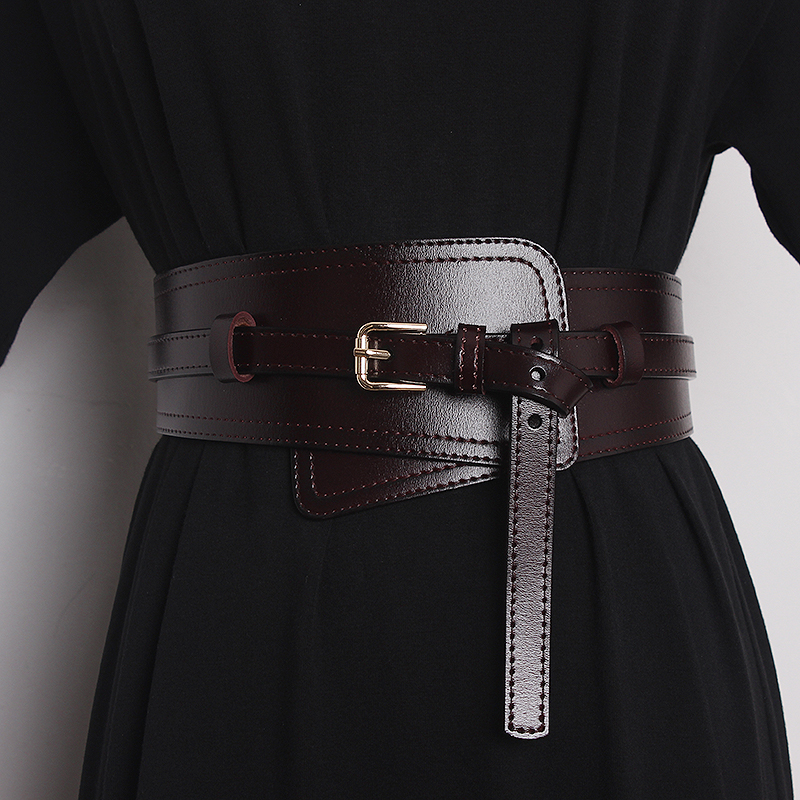 Ceinture large en cuir véritable pour femmes, jupe décorative pratique, manteau en laine, costume pull, ceinture polyvalente de style ins_voghion.com