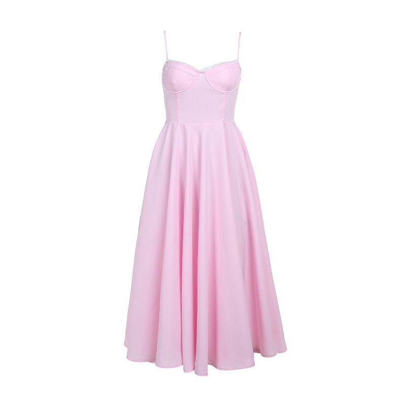 Elegantes V-Ausschnitt-Korsett-Midikleid mit Bügeln und A-Linien-Silhouette – Schlankmachendes Sommer-Basic für Damen_voghion.com