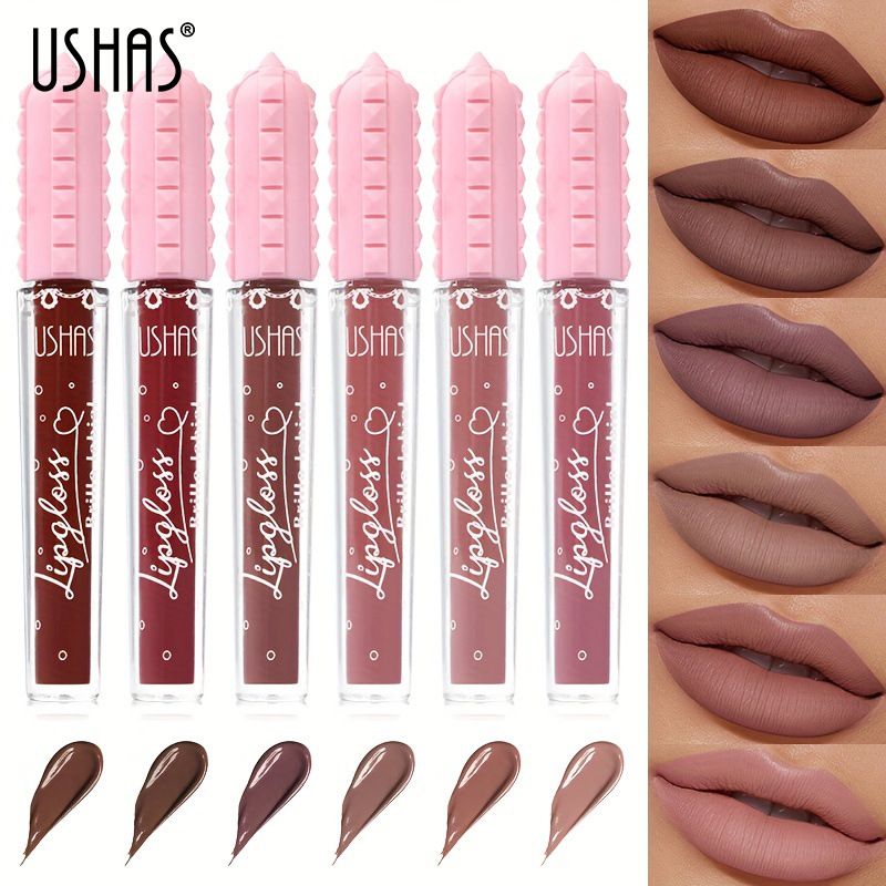 USHAS6 Liquid Glaze Dames Lip Colour Lipstick Non Stain Cup Matte_voghion.com