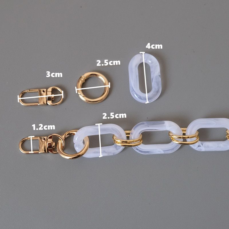 Accessori per borse a tracolla alla moda da donna, in resina mista oro, acrilica spessa, con catena per telefono_voghion.com