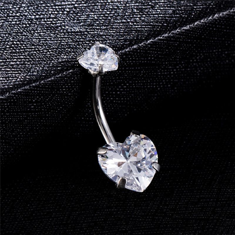Nuovo piercing all'ombelico in acciaio inossidabile con doppio amore, creativo, in zircone, anello per ombelico, gioiello da piercing femminile_voghion.com