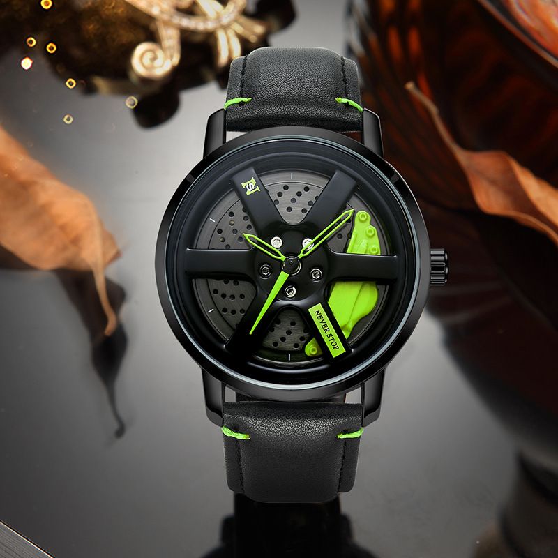 N922 Non-Mechanical Watch Personality Wheel Hub Rotating Men's Quartz Wristwatch_voghion.com