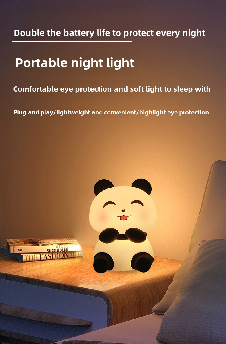 Tuan Silikon USB Aufladen Bettkopf Atmosphäre Geschenk Panda Nachtlicht_voghion.com