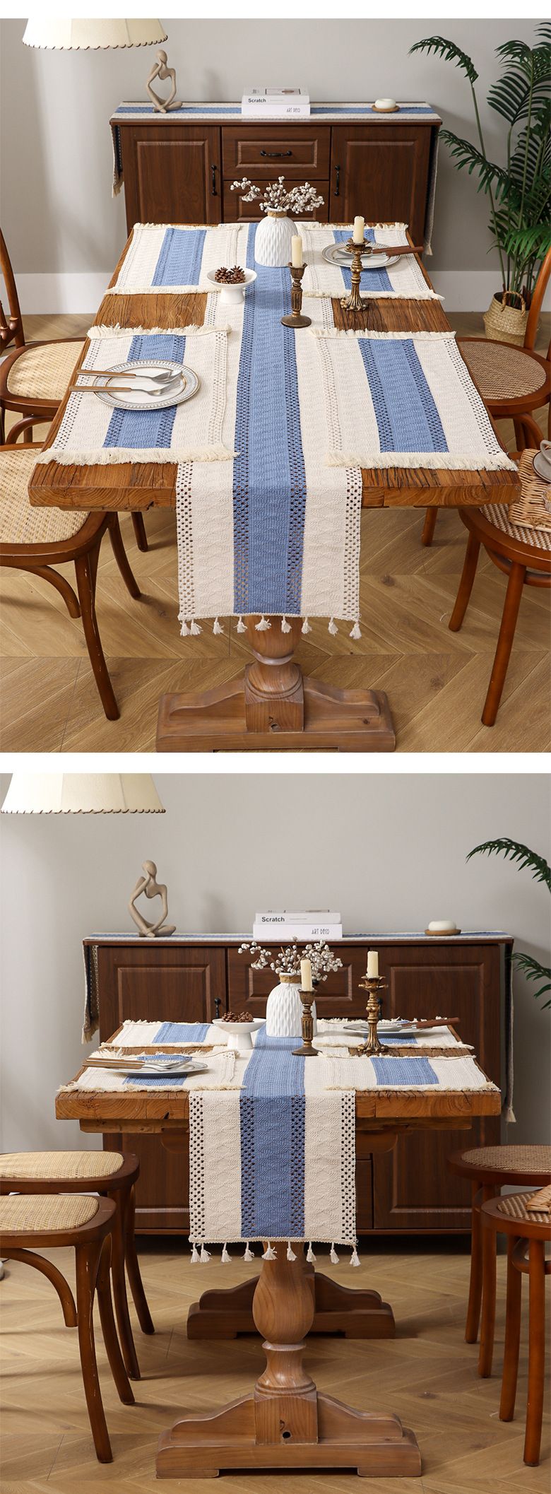 Cotton And Linen Table Runner Stitching Woven Tassel Ethnic Style Table Mat Festival Decoration Knitted Hollow Cover Cloth Light Luxury High End_voghion.com