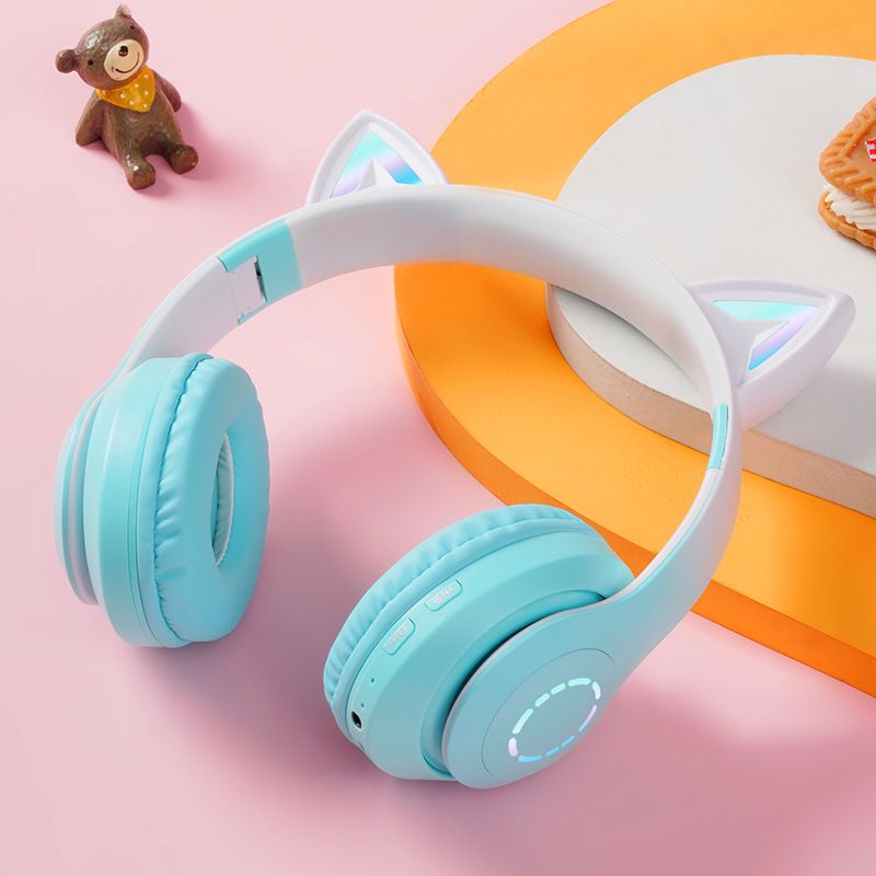 New Over-Ear Technology LED Light Gaming Wireless Card Slot Bluetooth Headphones Gradient Durability Upgrade_voghion.com