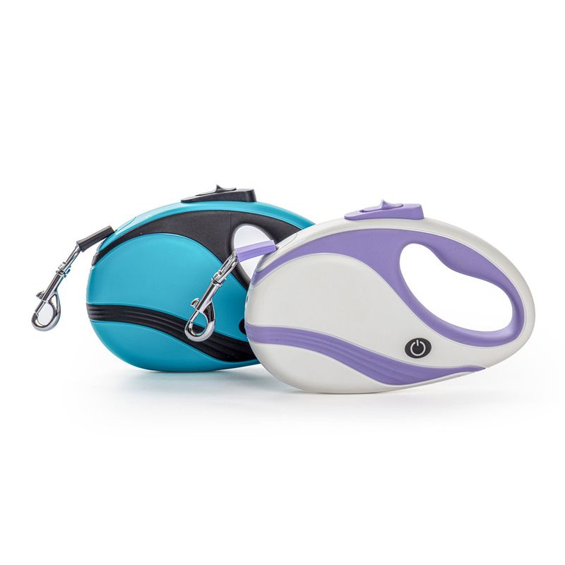 New With Light Pet Cat Dog Leash 5M Free Length Retractable For Night Outings_voghion.com