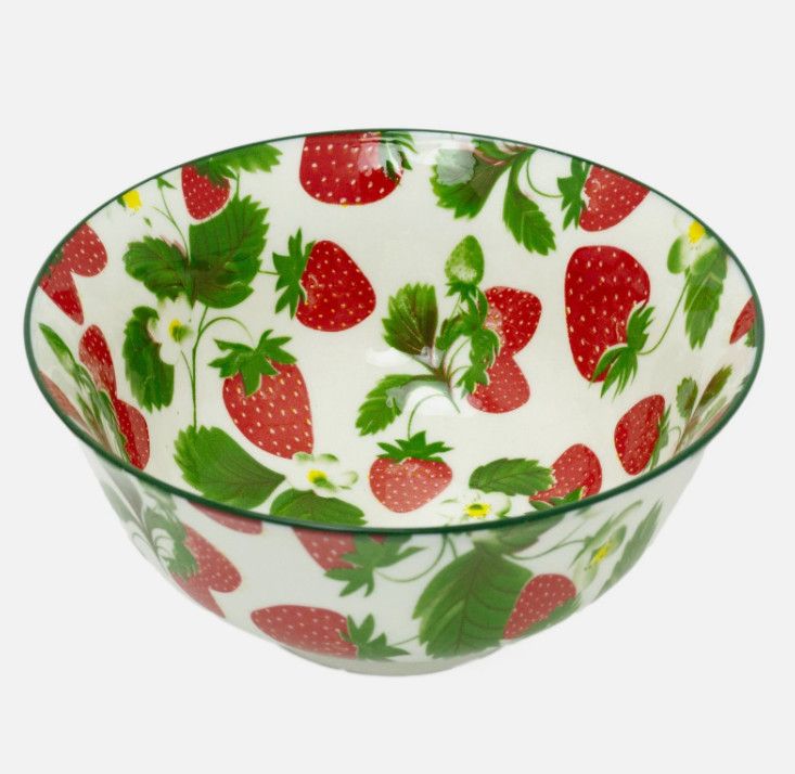 Strawberry Field Bowl Ceramic Serving Bowl Kettle Mug Tray Enamel Salad Spoon_voghion.com