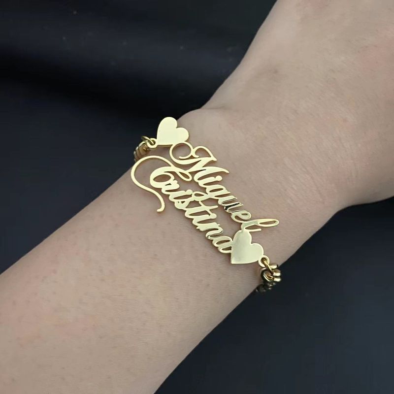 DIY For Women Personalized Versatile Letter Name Heart Cuban Chain Bracelet_voghion.com