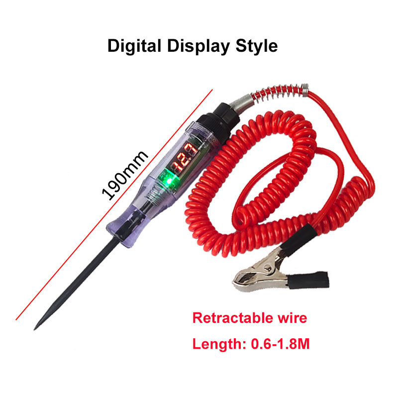 6V 12V 24V DC Auto Camion Tensione Circuito Tester Display Digitale Sonda Lunga Penna Lampadina Strumenti Diagnostici per Automobili Riparazione Auto_voghion.com