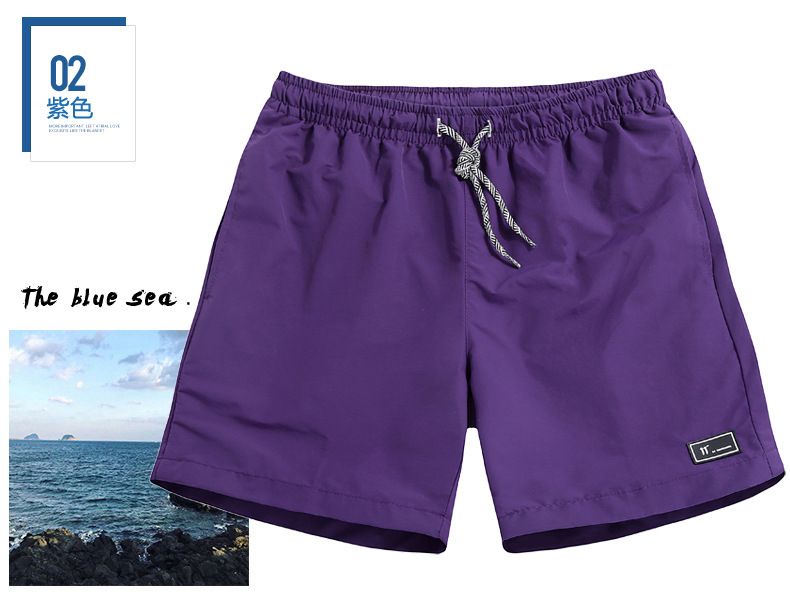 Summer candy color shorts shorts men's beach pants elastic waist drawstring loose cross-border straight shorts_voghion.com