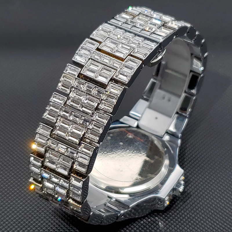 Iced Out Ceas pentru bărbați Hip Hop Diamond Sier Quartz ceas hombre High End Dive Ceasuri de bărbați din oțel inoxidabil Dropshipping_voghion.com