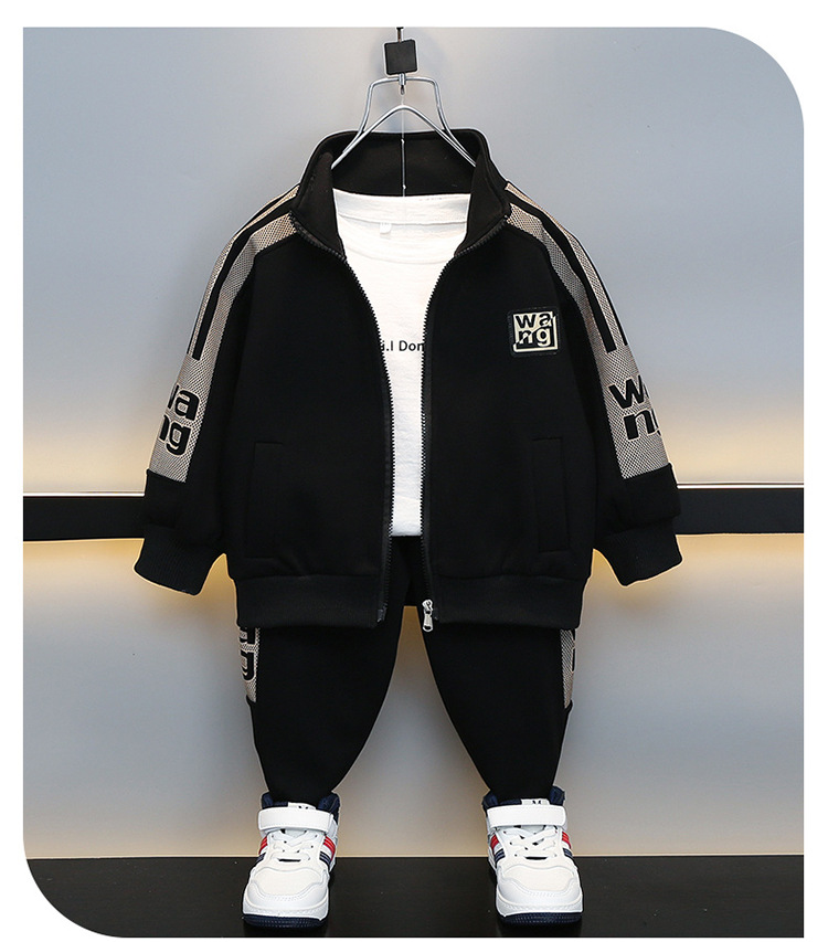 Ensemble Cardigan pour garçons, nouvelle édition coréenne pour enfants, beaux garçons et bébés, vêtements de printemps décontractés deux pièces, automne 2024_voghion.com