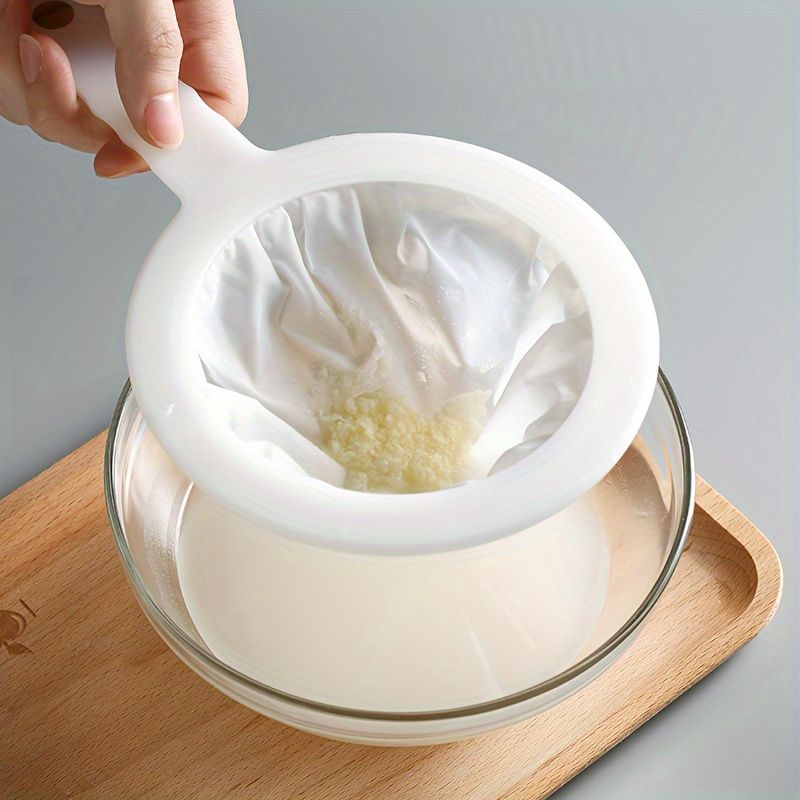 Embudo de cocina de nailon con asa, filtro de malla de plástico para leche de soja, zumo, herramienta de filtrado de grado alimenticio con drenaje de residuos, paquete de 2_voghion.com