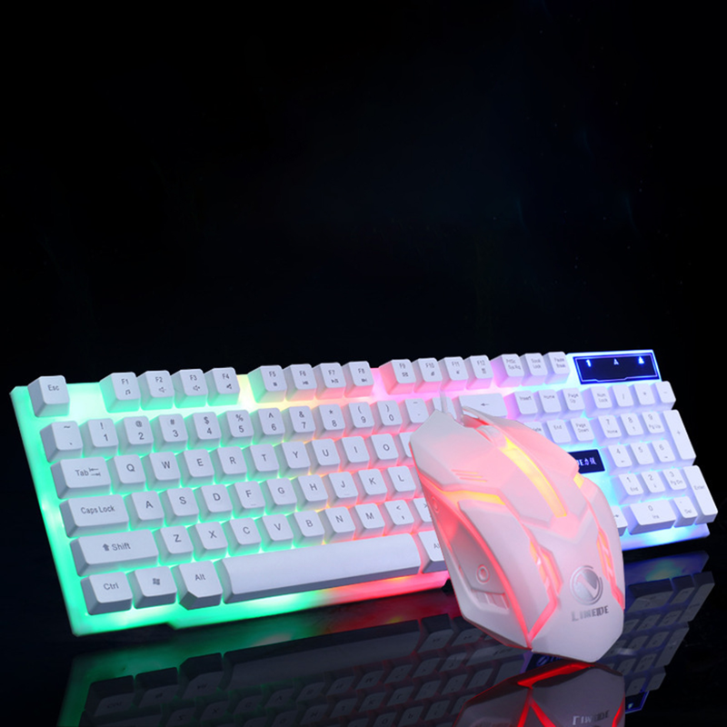 Xinweiqing 2Pcs/Set GTX300 Mouse com fio colorido Backlight Plastic Gaming Keyboard Set para computador_voghion.com