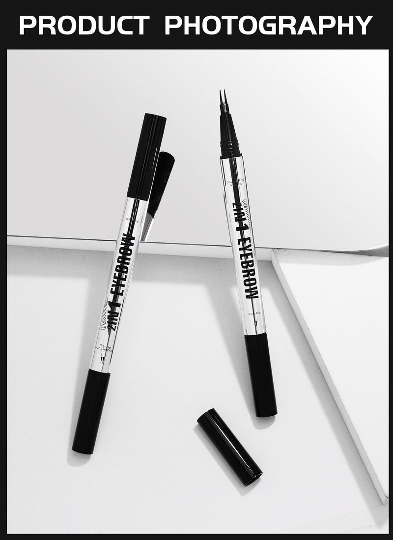 HelloKiss Natural Slim Brush Cross Wasserfester und schweißfester 2-in-1-Flüssigkeits-Augenbrauenstift mit Doppelkopf_voghion.com