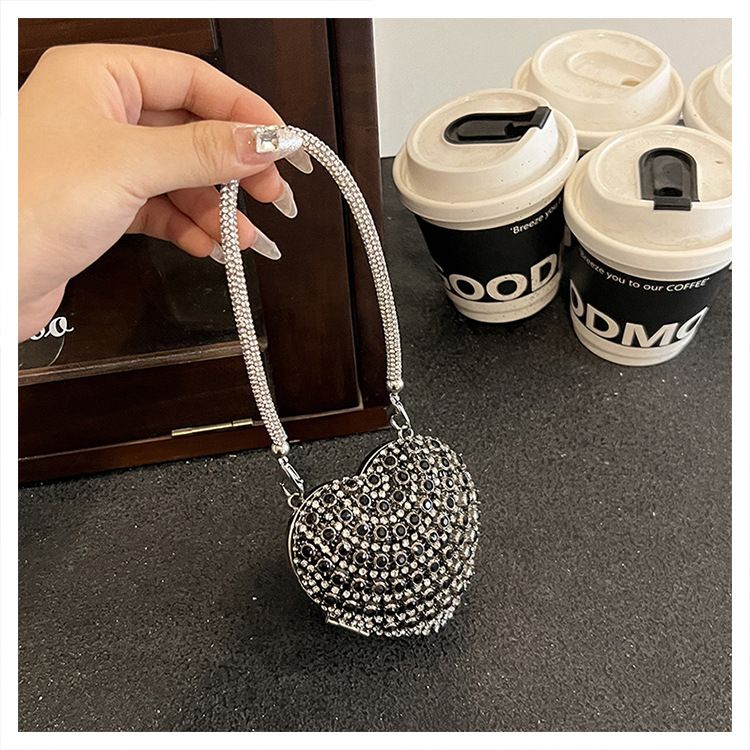 Neue Mode Funkelnder Diamant Lippenstift Mini Dekorative Clutch Crossbody Abendtasche_voghion.com