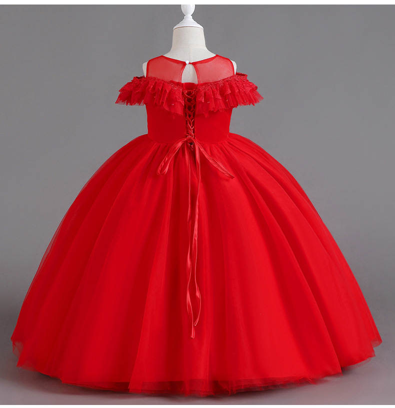 Tjejklänning Prinsessklänning Exklusiv blomsterflicka Bröllopsbrudtärna Scenvärd Catwalk aftonklänning Pompadourklänning_voghion.com