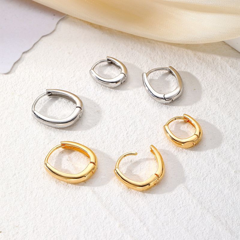 GEOMETRIC TRIO - Alloy Hoop Earrings Set (High-End Minimalist Jewelry, Retro Personality Design)_voghion.com