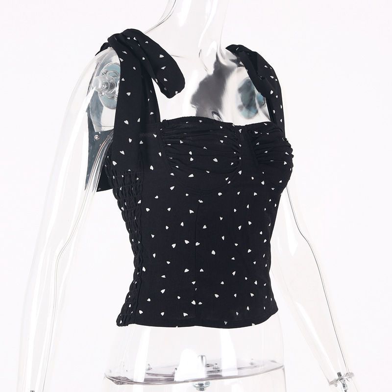 Articolo di punta 2025 Primavera Estate Nuovo Gilet con lacci e plissettature floreali da donna_voghion.com