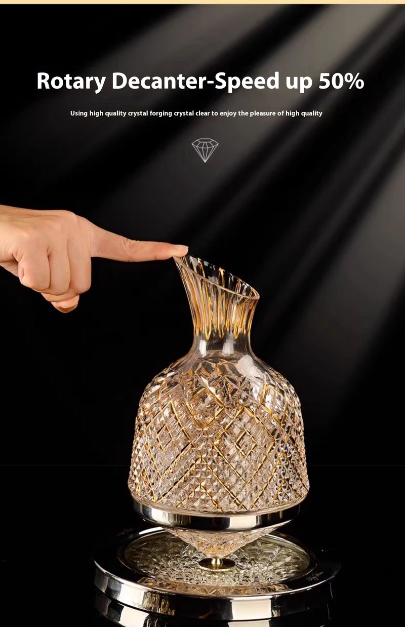 Decanter rotante di alta qualità in oro e argento per vino rosso per uso domestico, bicchiere intagliato in cristallo europeo, bollitore per il risveglio veloce_voghion.com