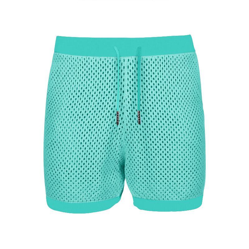 Herrenbekleidung Herrenmode aushöhlen durchsichtig cool lässig dünne Oberbekleidung Herren Kurzarm Shorts Set_voghion.com