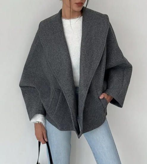 "Women's Wool Blend Cardigan Coat – Minimalist Chic With Functional Pockets"_voghion.com