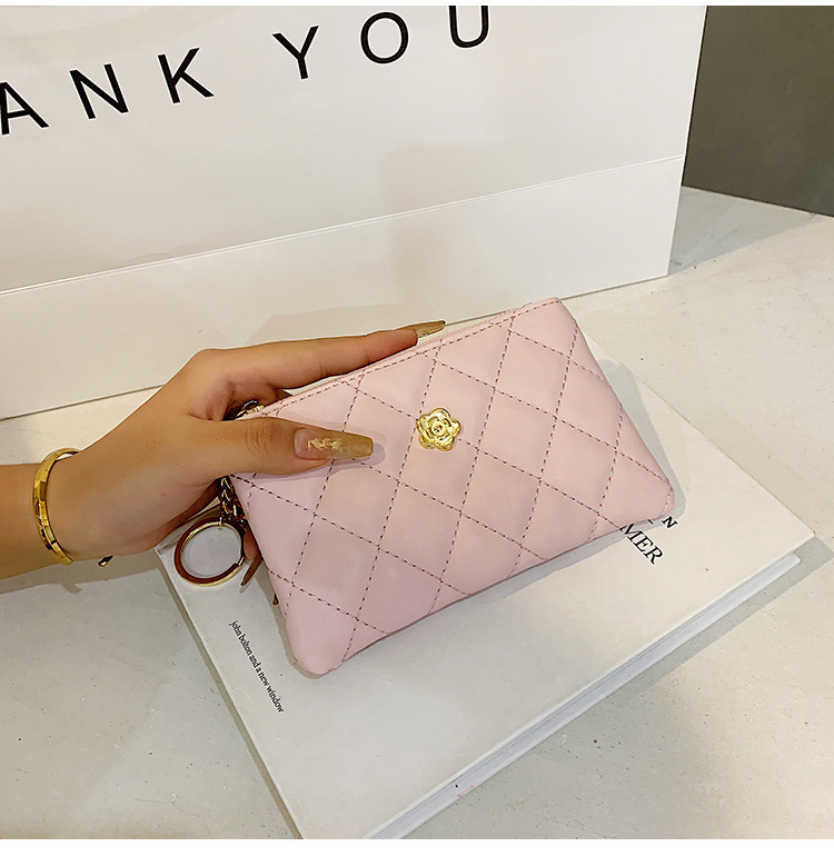 2023 kleine Brieftasche für Damen, kurzer Abschnitt, dünn, neuer Führerschein, Schlüsseltasche, Kartenhalter, Kamelie-Diamant-Reißverschluss, Münztasche_voghion.com