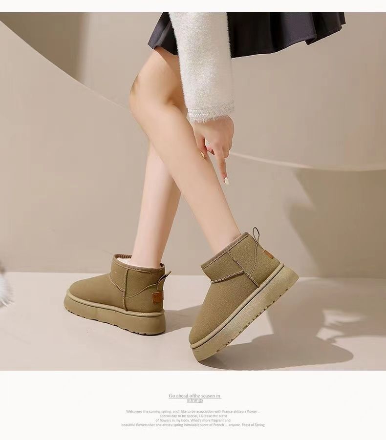 Stivali da neve antiscivolo con suola spessa per donna 2025 Nuove scarpe invernali calde slip-on in cotone spesso e morbido_voghion.com